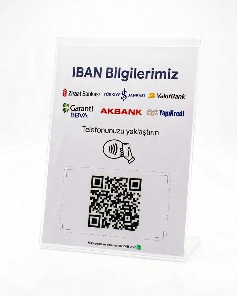 Akıllı Kolay Ödeme/IBAN Bilgileri Standı(QR/NFC Destekli)