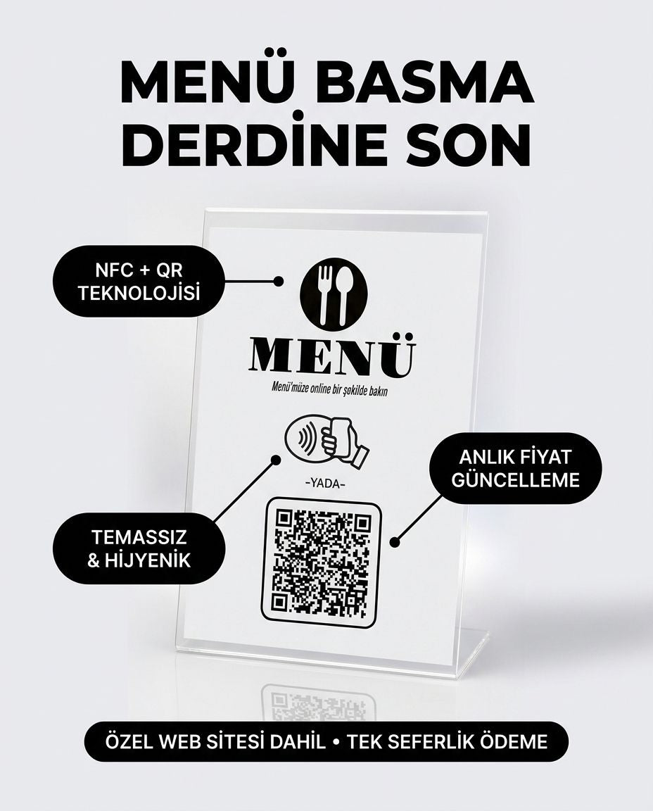 QR/NFC Destekli Menü Standı (Website DAHİL)